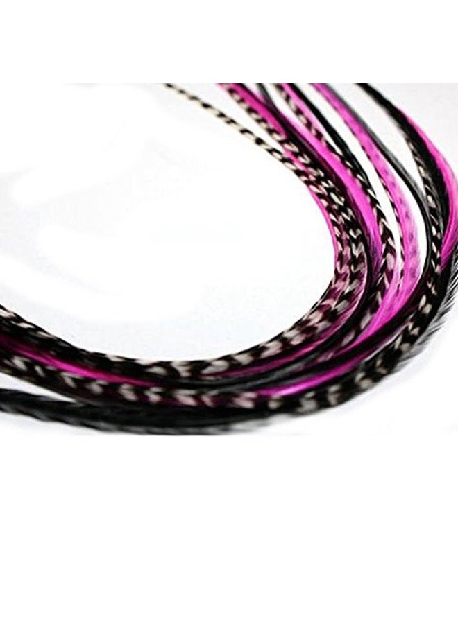 SEXY SPARKLES Feather Hair Extension Pink & Black Mix 6"-11" Feathers for Hair Extension Includes 2 Silicone Micro Beads 5 Feathers - Image 2